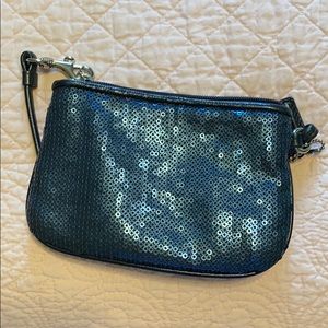 Blue sequin Coach clutch